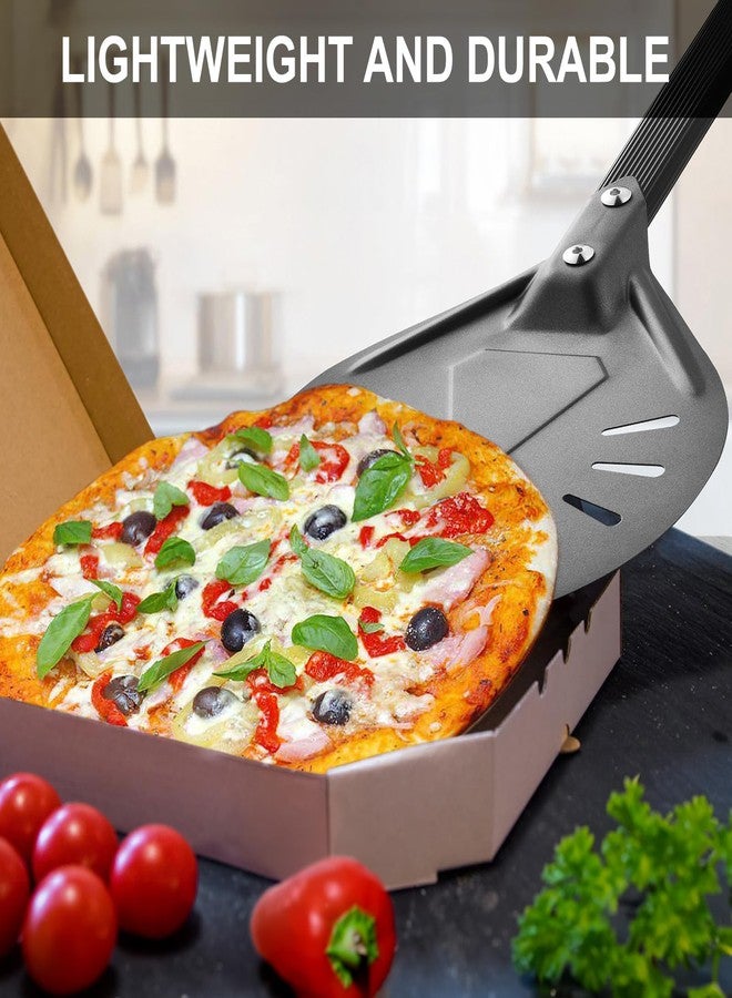 RTT Pizza Turning Peel-8 inch Pizza Turner Spinner, Perforated Aluminum Pizza Peel,Pizza Oven Accessories，Long Handle - Image 2