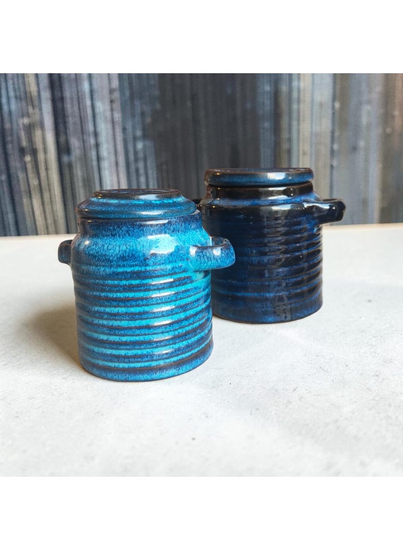 color zone pottery 2 ceramic and earthenware pots, suitable for indirect heat, flame or oven use, measuring 10 and 11 cm. - Image 2