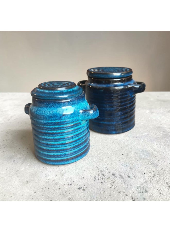 color zone pottery 2 ceramic and earthenware pots, suitable for indirect heat, flame or oven use, measuring 10 and 11 cm. - Image 3