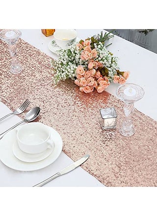The Purple Tree Rose Gold Sequin Table Runner for 6 Seater Dining Table Pack of 1 13x72 inch Sequin Bling Table Runner Christmas and Wedding Table Runner Table dcor - pzsku/Z9BD0829F1D34EC14B8C5Z/45/1748243844/d6ec7d4d-94c8-490a-bb53-0b2c3d2116f9