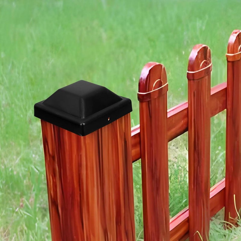 Garneck 12pcs Black Outdoor Fence Post Caps Protective Post Cap Protectors for Wooden Fence Pole Top Covers Deck and Garden Use - Image 4