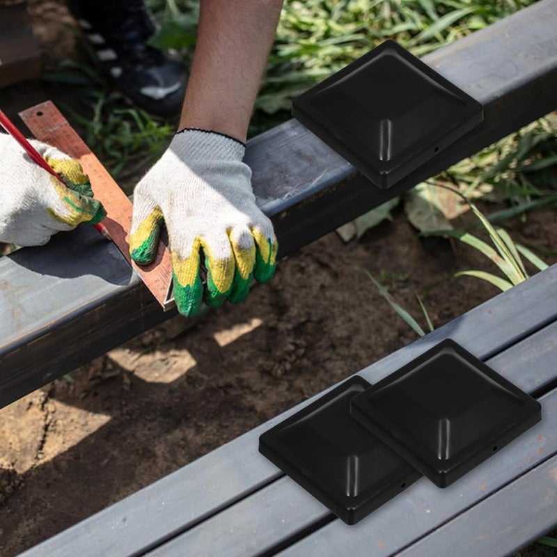 Garneck 12pcs Black Outdoor Fence Post Caps Protective Post Cap Protectors for Wooden Fence Pole Top Covers Deck and Garden Use - Image 5