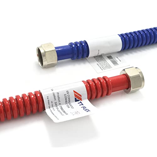TT FLEX Flexible Stainless Steel Corrugated Water Heater Connector,Hot and Cold Color Coded,3/4" FIP x 3/4" FIP, 18" Length (2 Pack) - Image 4