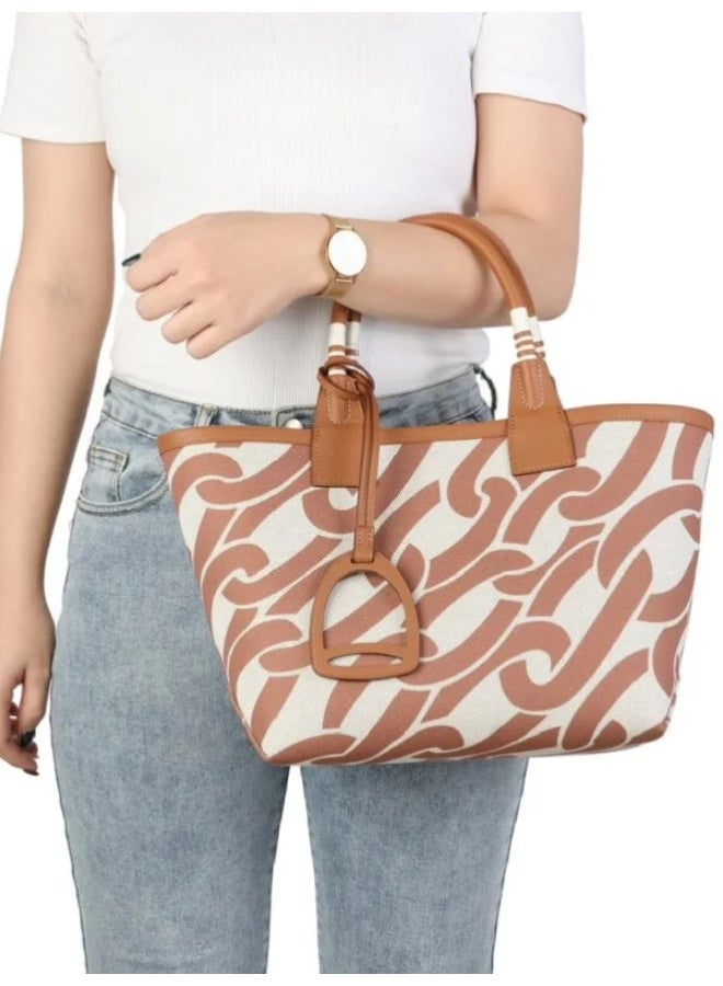 Printed Handbag with Dust Cover – Compact Women's Shoulder Bag – Stylish Everyday Purse – Size 25x23 cm – Lightweight & Fashionable Design  - Image 5