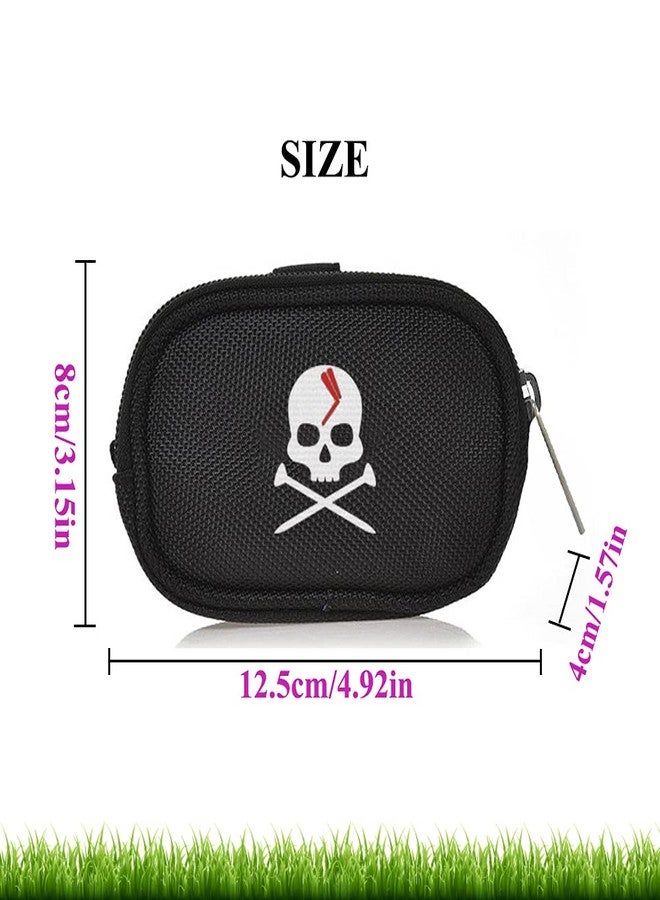 Mimeile Skull Golf Ball Pouch Tee Organizer Bag Accessory Holder Waist Belt Polyester Key Storage Marker Component Pocket Zipper Hook Durable Sports Small Black Gift for Dad Men Women - Image 5