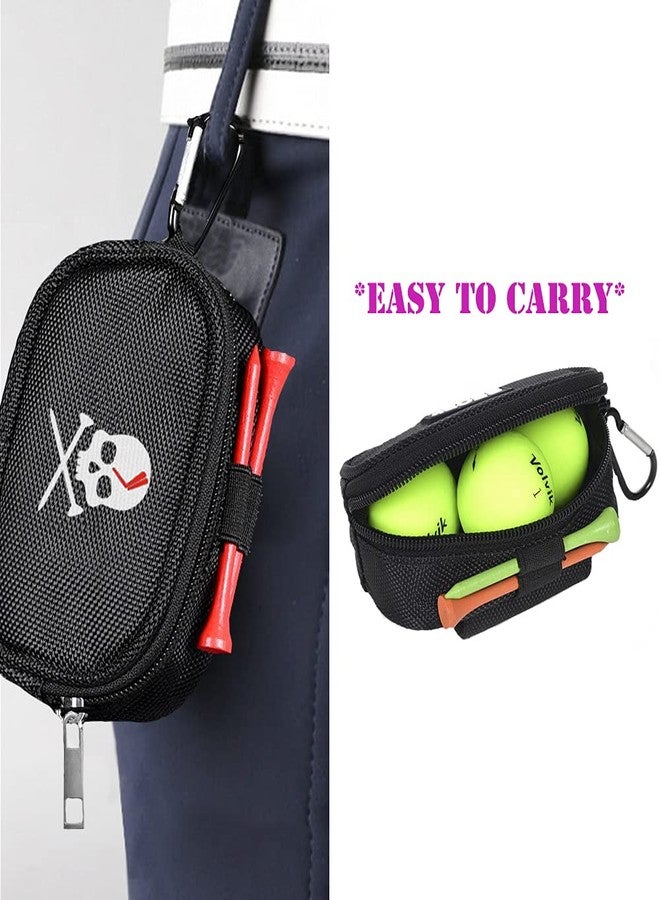 Mimeile Skull Golf Ball Pouch Tee Organizer Bag Accessory Holder Waist Belt Polyester Key Storage Marker Component Pocket Zipper Hook Durable Sports Small Black Gift for Dad Men Women - Image 4