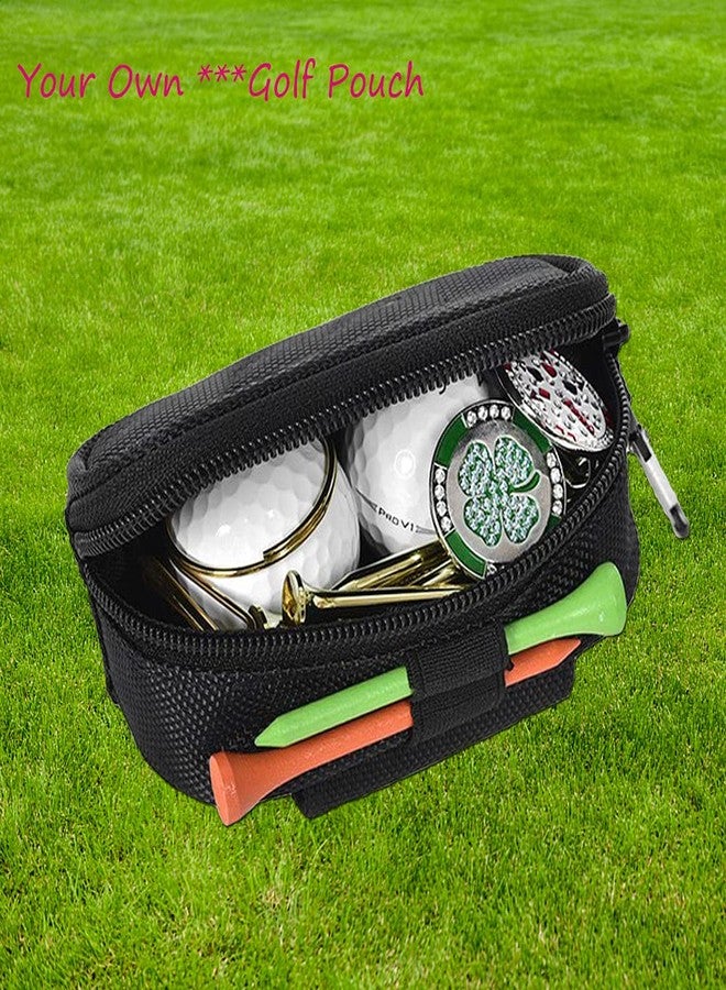 Mimeile Skull Golf Ball Pouch Tee Organizer Bag Accessory Holder Waist Belt Polyester Key Storage Marker Component Pocket Zipper Hook Durable Sports Small Black Gift for Dad Men Women - Image 2