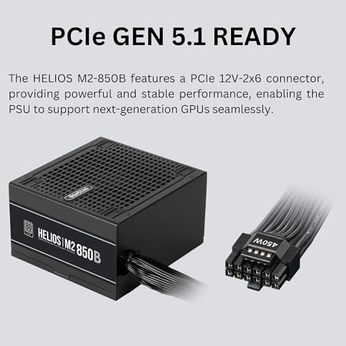 GAMDIAS ATX 3.1 & PCIe 5.1 850W Bronze PSU, 850W Gaming Power Supply, 80+ Bronze ATX Gold 12V Power Supplies for Gaming PC Desktop Computers and Active PFC - Image 3