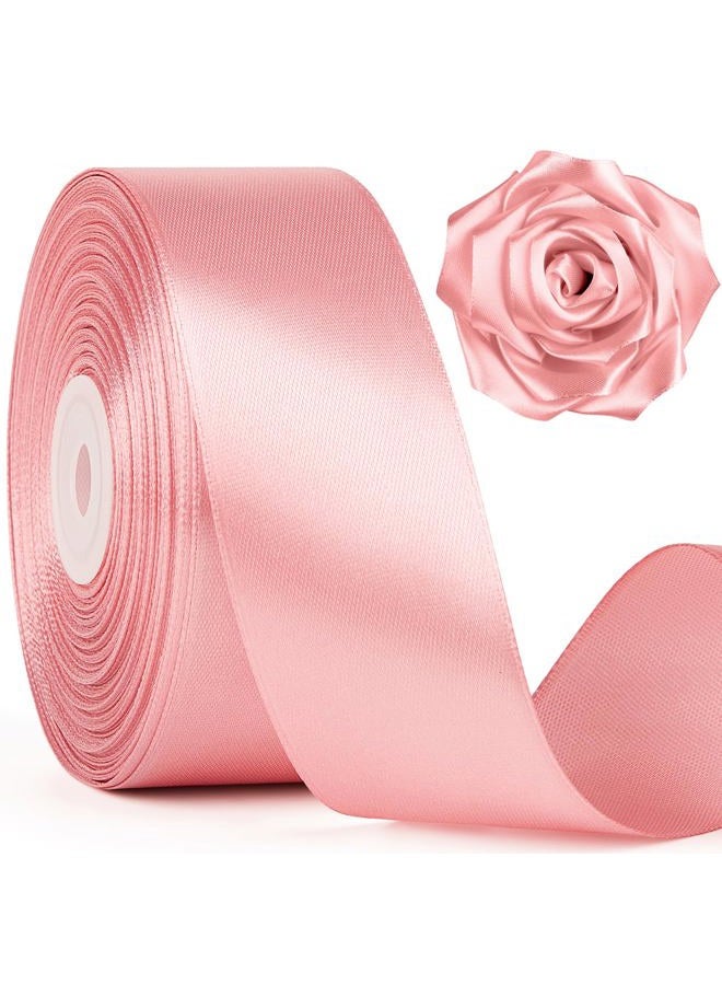 Mauproy 1-1/2 Inch Wide Rose Gold Satin Ribbon, 50 Yards Solid Polyester Fabric Ribbon for Roses Making, Gift Wrapping, Graduation, Wedding Decorations, Crafts, Bows - Image 1