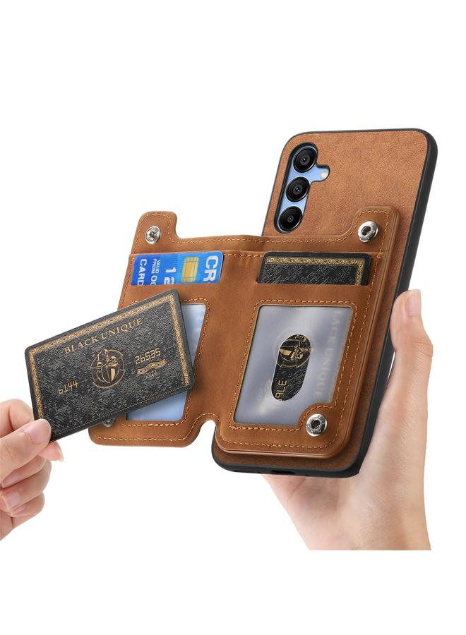S-TOP Case For Samsung Galaxy A15 Retro MagSafe Zipper Wallet Card Bag Back Phone Case - Image 4