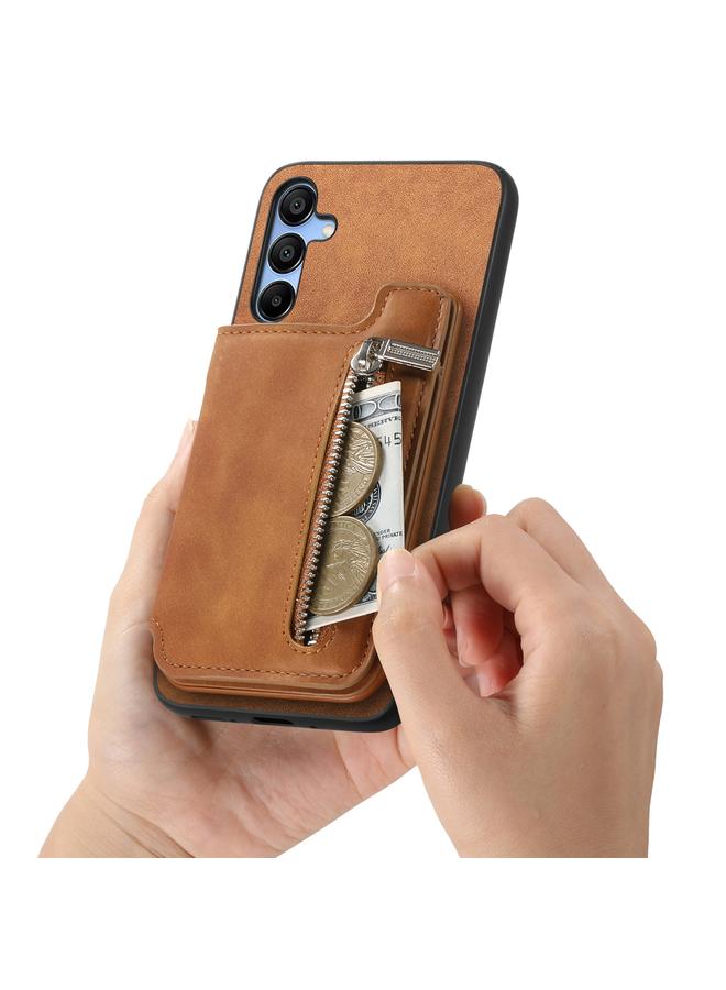 S-TOP Case For Samsung Galaxy A15 Retro MagSafe Zipper Wallet Card Bag Back Phone Case - Image 5