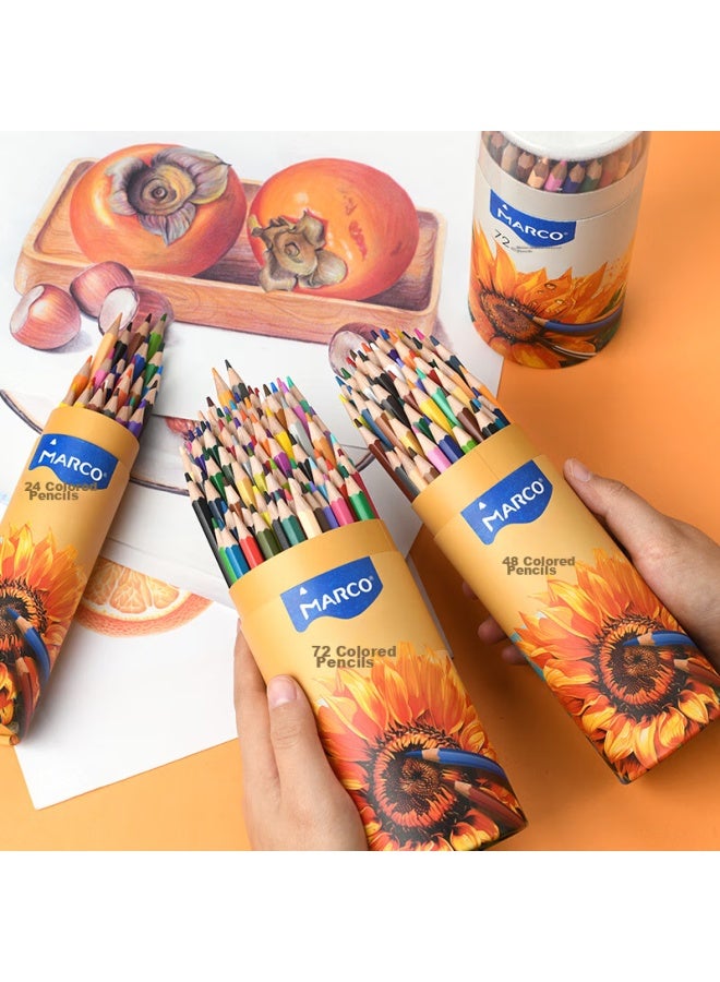 Marco Oil-based Erasable Colored Pencils, 48-pack, For Students, Children, Boys, Girls, Beginner Drawing, Coloring, Art Supplies, Art Materials, Birthday Gift, Back-to Set, Art Sketching - Image 1