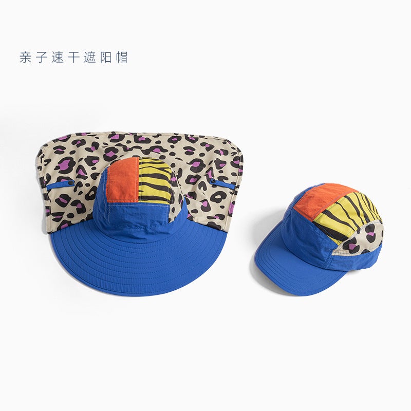 Stylish Children'S Baseball Cap Leopard Print Fashion Fashion Quick-Drying Duck Tongue Hat Summer Outdoor Parent-Child Sun Protection Sun Hat - Image 2