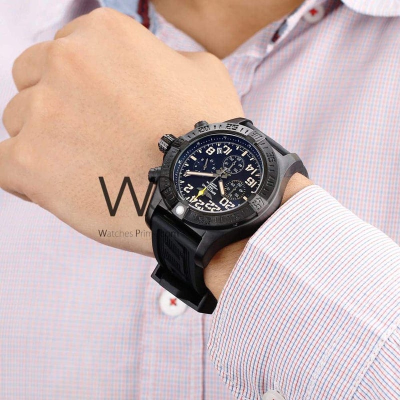 Breitling Chronograph Black Watch for Men with Black Rubber Belt 1143 - Image 2