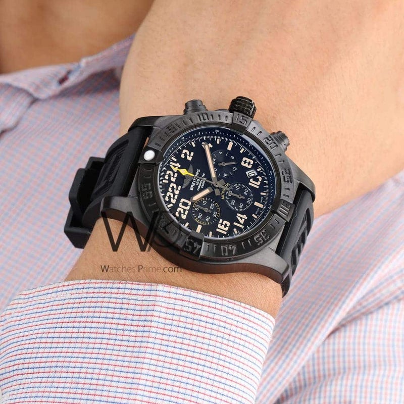 Breitling Chronograph Black Watch for Men with Black Rubber Belt 1143 - Image 3