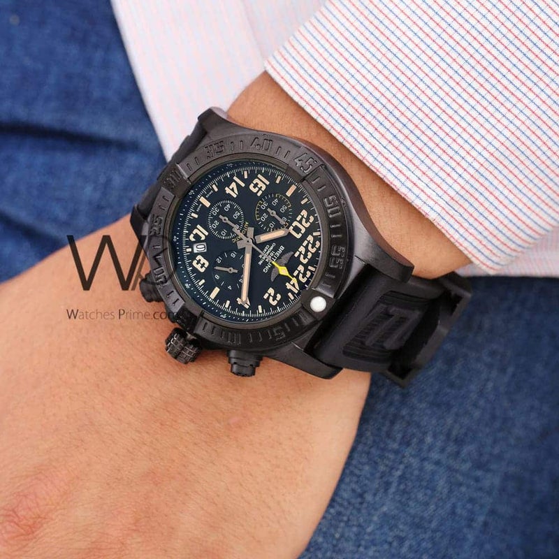 Breitling Chronograph Black Watch for Men with Black Rubber Belt 1143 - Image 4