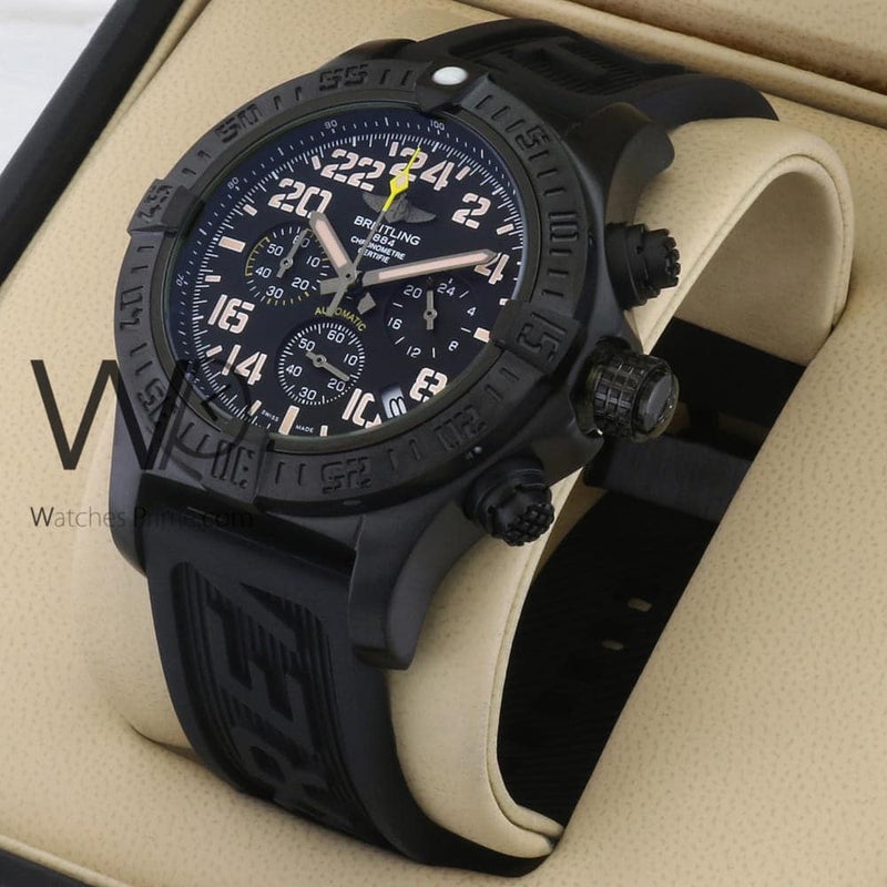 Breitling Chronograph Black Watch for Men with Black Rubber Belt 1143 - Image 1