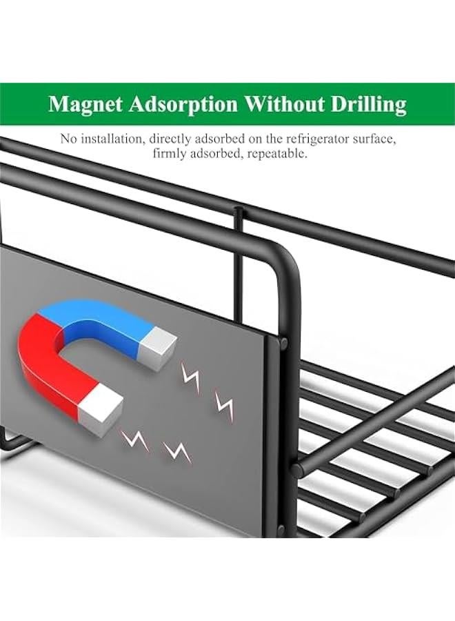 هوكور رف تخزين مغناطيسي 4 قطع من هوكور، منظم توابل جانبي للثلاجة، رف توابل للمطبخ قابل للازالة، منظم ثلاجة، خزانة تخزين للثلاجة والفرن (تصميم 2) - Image 2