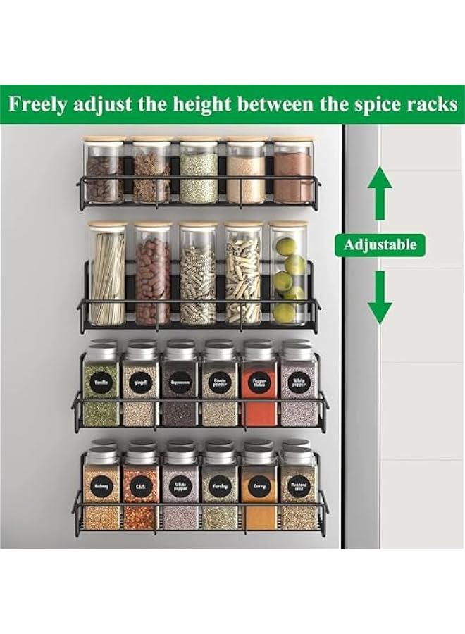 هوكور رف تخزين مغناطيسي 4 قطع من هوكور، منظم توابل جانبي للثلاجة، رف توابل للمطبخ قابل للازالة، منظم ثلاجة، خزانة تخزين للثلاجة والفرن (تصميم 2) - Image 4