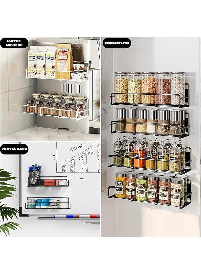 هوكور رف تخزين مغناطيسي 4 قطع من هوكور، منظم توابل جانبي للثلاجة، رف توابل للمطبخ قابل للازالة، منظم ثلاجة، خزانة تخزين للثلاجة والفرن (تصميم 2) - Image 5