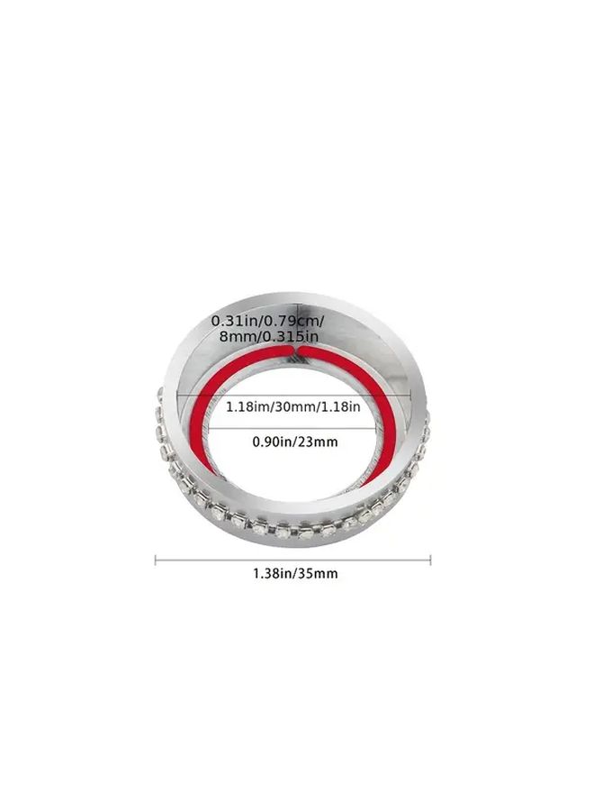 2pcs White Rhinestone Car Volume Knob Cover Decals Audio Button Stickers 1.38 Inch Outer Diameter - Image 4