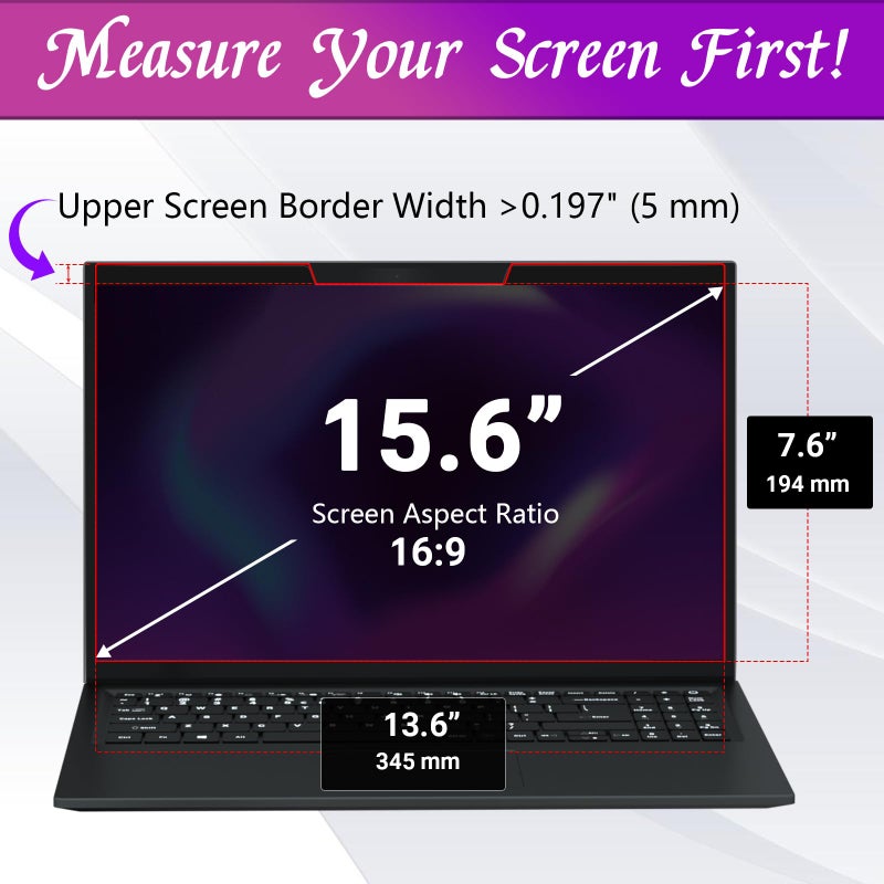 PYS Magnetic Laptop Privacy Screen Filter 15.6 Inch 16:9 - Detachable Computer Screen Privacy Shield, Anti-Glare Blue Light, Removable 15.6" Screen Protector for Lenovo, HP, Dell, Acer, ASUS - Image 4