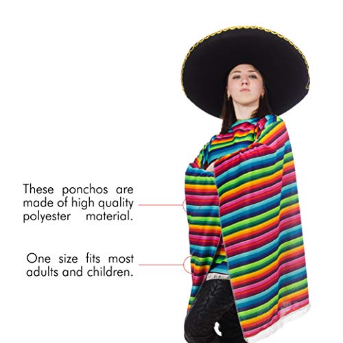 Skeleteen زي بونشو سكيليتين المكسيكي - بونشوات فيستا المكسيكية لعيد Cinco De Mayo للبالغين والأطفال - Image 5