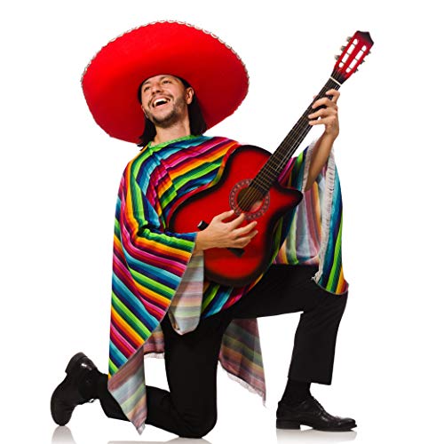 Skeleteen زي بونشو سكيليتين المكسيكي - بونشوات فيستا المكسيكية لعيد Cinco De Mayo للبالغين والأطفال - Image 2