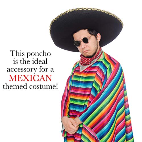 Skeleteen زي بونشو سكيليتين المكسيكي - بونشوات فيستا المكسيكية لعيد Cinco De Mayo للبالغين والأطفال - Image 4
