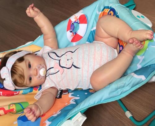 Anano Reborn Baby Dolls Realistic Girl Maddie 20 Inch Full Body Silicone Vinyl Anatomically Correct Washable Soft Baby Doll Girl That Look Real with Blonde Hair Bedtime Playmate for Kids - Image 5