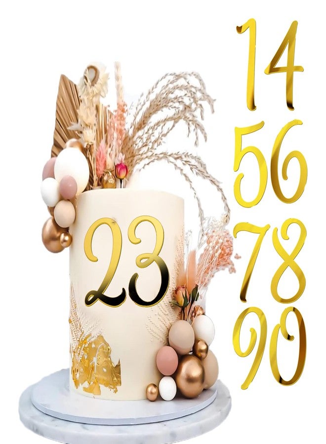 Hazyore Large Acrylic Cake Numbers Topper, 3.5 inch 0-9 Numbers Happy Birthday Cake Topper Gold Acrylic Wedding Party Cupcake Toppers for Birthday Party Wedding Anniversary Decorations - Image 2