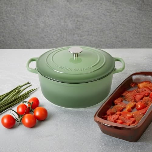 EDGING CASTING Enameled Dutch Ovens Cast Iron Dutch Oven Pot with Lid for Bread Baking, Cook, Dual Handle, 7 Quart, Pistachio Green - Image 5