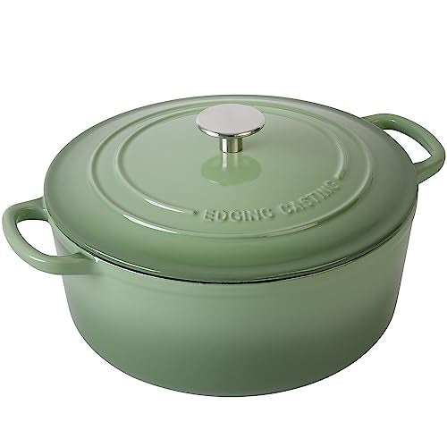 EDGING CASTING Enameled Dutch Ovens Cast Iron Dutch Oven Pot with Lid for Bread Baking, Cook, Dual Handle, 7 Quart, Pistachio Green - Image 2