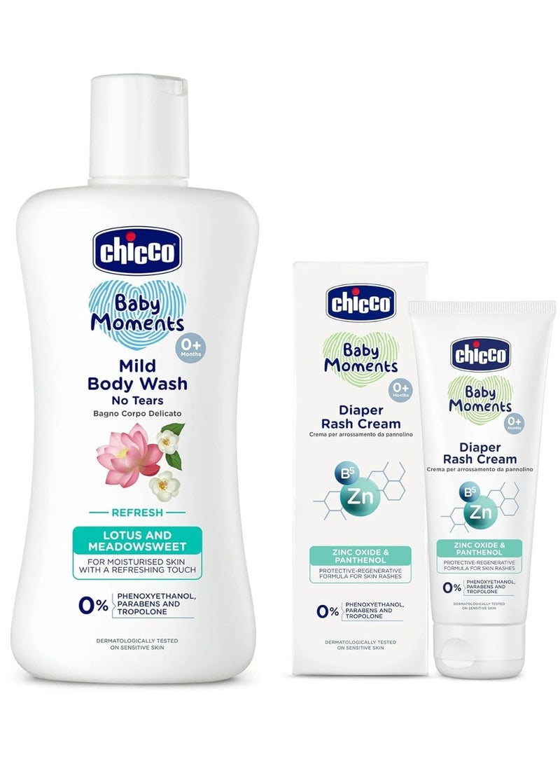Chicco Diaper rash cream 100 ml with Mild Bodywash Refresh 200 ml - Image 1