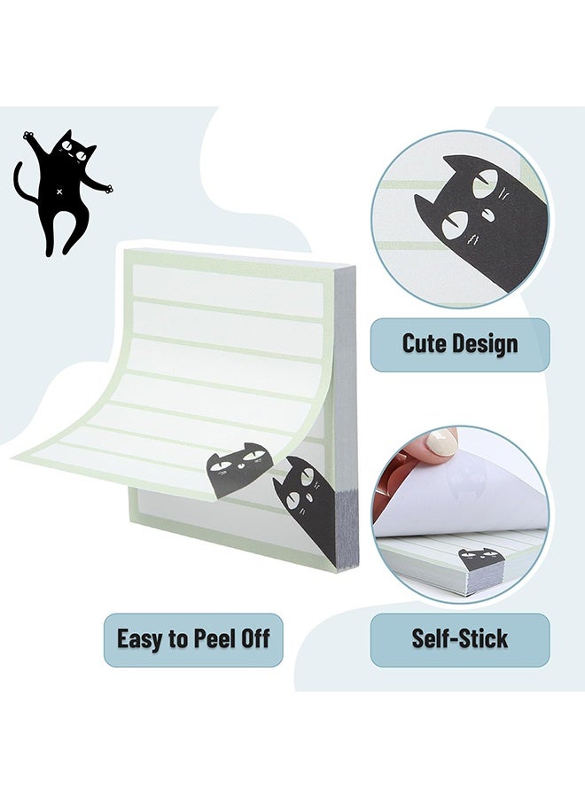 ملاحظات لاصقة، 3 × 3 بوصة، 6 وسادات، 480 ورقة، ملاحظات لاصقة على شكل قطة سوداء، دفتر ملاحظات قطة، مجموعة ملاحظات لاصقة - Image 4