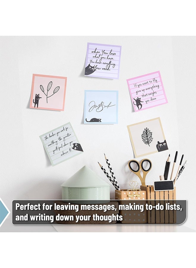 ملاحظات لاصقة، 3 × 3 بوصة، 6 وسادات، 480 ورقة، ملاحظات لاصقة على شكل قطة سوداء، دفتر ملاحظات قطة، مجموعة ملاحظات لاصقة - Image 5