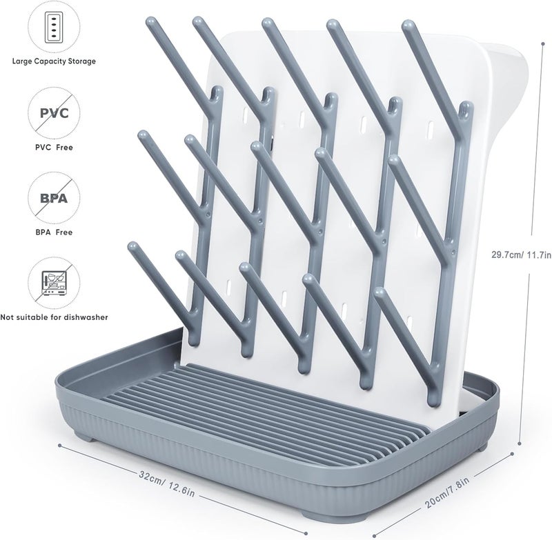 Termichy Baby Bottle Drying Rack: Large Vertical Bottle Dryer Holder - Space Saving Stand for Baby Bottles and Pump Parts Cleaning - Image 5