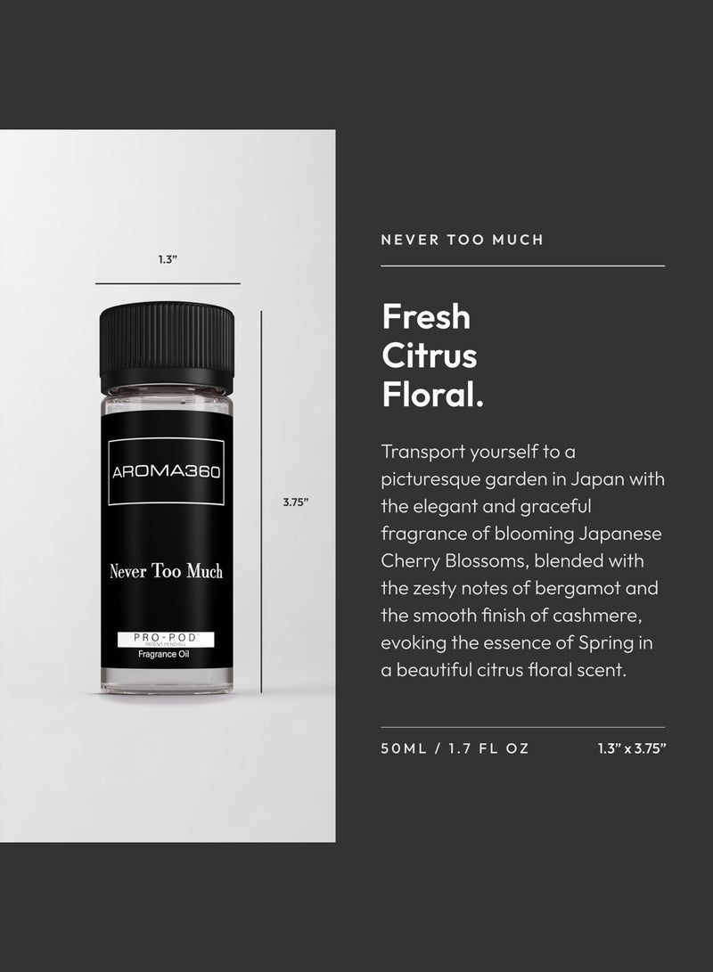 AROMA360 Never Too Much Pro-Pod Oil Blend - Hotel Inspired for Luxury Essential Oil Diffusers - Aromatherapy Scent Diffuser Oil - Mandarin Orange, Cherry Blossom, and Cashmere - Image 3