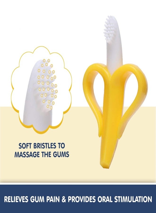 Moppets Silicone Baby Banana Teether & Infant Toothbrush, Ergonomic Grip And Dust-Resistant (Yellow) - Image 2