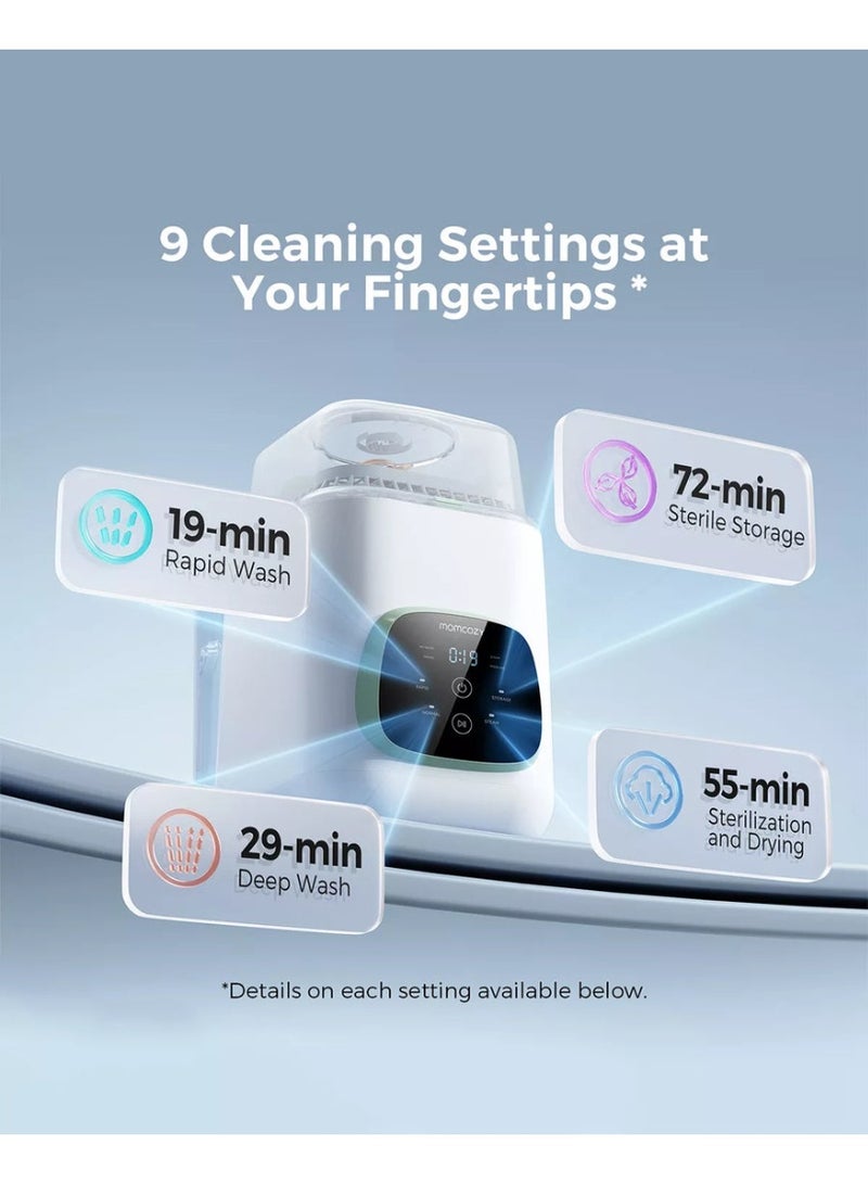 Momcozy KleanPal Pro Baby Bottle Washer - Sterilizer & Dryer Combo for Easy Cleaning - Bottle Washer Machine for All Bottles, Pump Parts & Baby Item Care - Save Time & Effort - Image 5