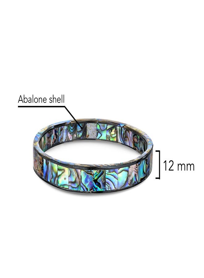 AeraVida Shimmering Ocean Colors Abalone Shell Mosaic Bangle Bracelet | Elegant Abalone Shell Bracelet for Women | Jewelry Gift - Image 4