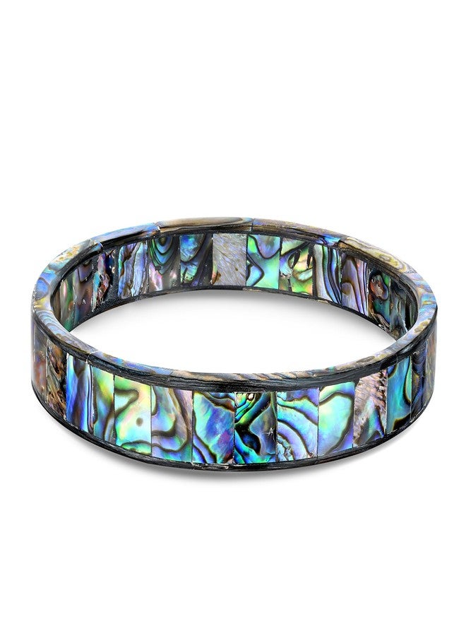 AeraVida Shimmering Ocean Colors Abalone Shell Mosaic Bangle Bracelet | Elegant Abalone Shell Bracelet for Women | Jewelry Gift - Image 1
