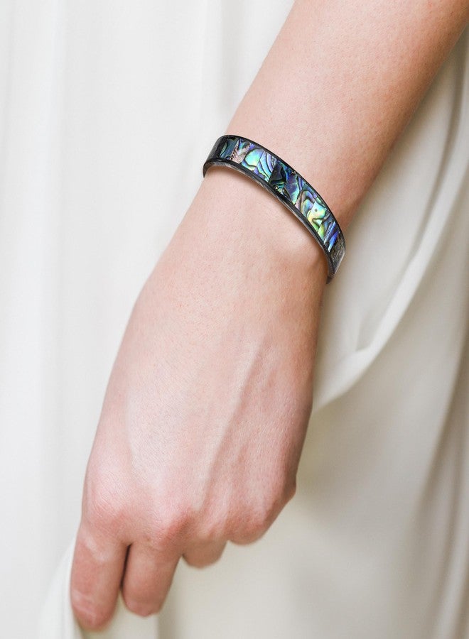 AeraVida Shimmering Ocean Colors Abalone Shell Mosaic Bangle Bracelet | Elegant Abalone Shell Bracelet for Women | Jewelry Gift - Image 5