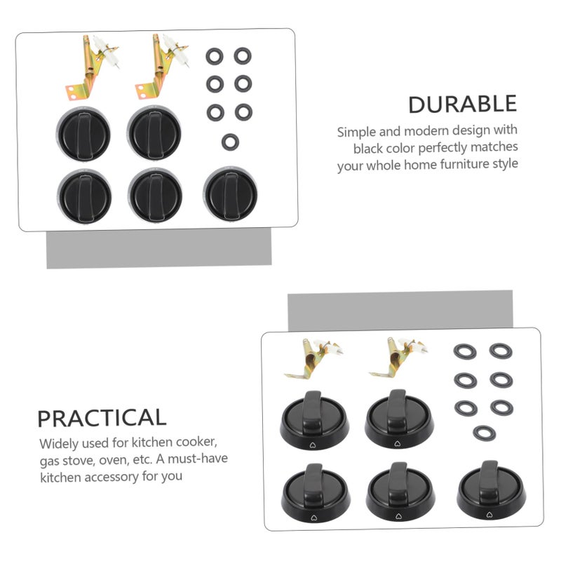 5Pcs Gas Stove Control Knob Replacement Set with Base Ergonomic Design Durable - Image 4