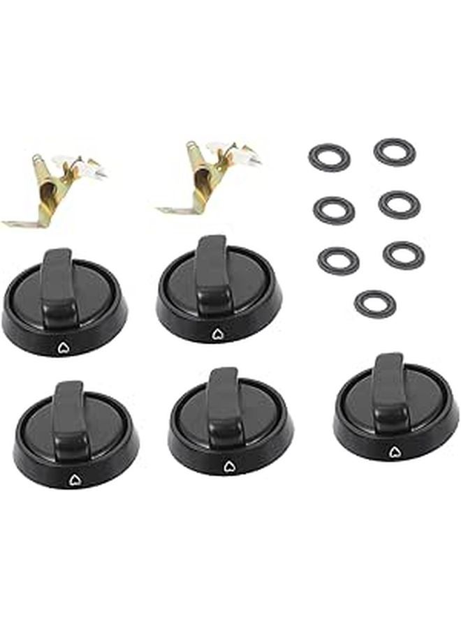 5Pcs Gas Stove Control Knob Replacement Set with Base Ergonomic Design Durable - Image 1