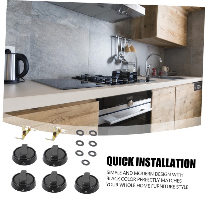 5Pcs Gas Stove Control Knob Replacement Set with Base Ergonomic Design Durable - Image 5