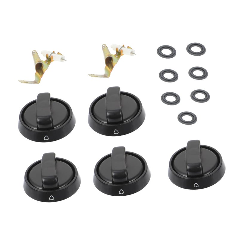 5Pcs Gas Stove Control Knob Replacement Set with Base Ergonomic Design Durable - Image 2