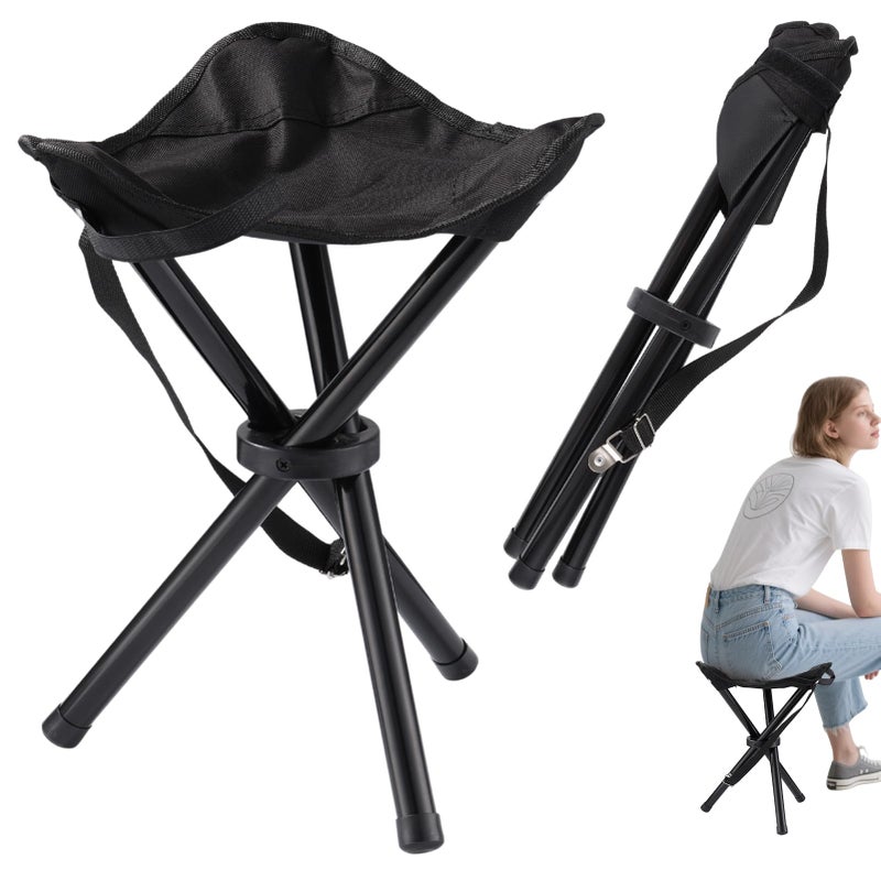 CebraBounze Travel Folding Camping Stool, 14.6 inches Lightweight Outdoor Tripod Chair and Maximum weight 260 lbs Portable Party Chair Fishing Chairs Seat for Camp Hiking Beach Garden and Painting (Black) - Image 1