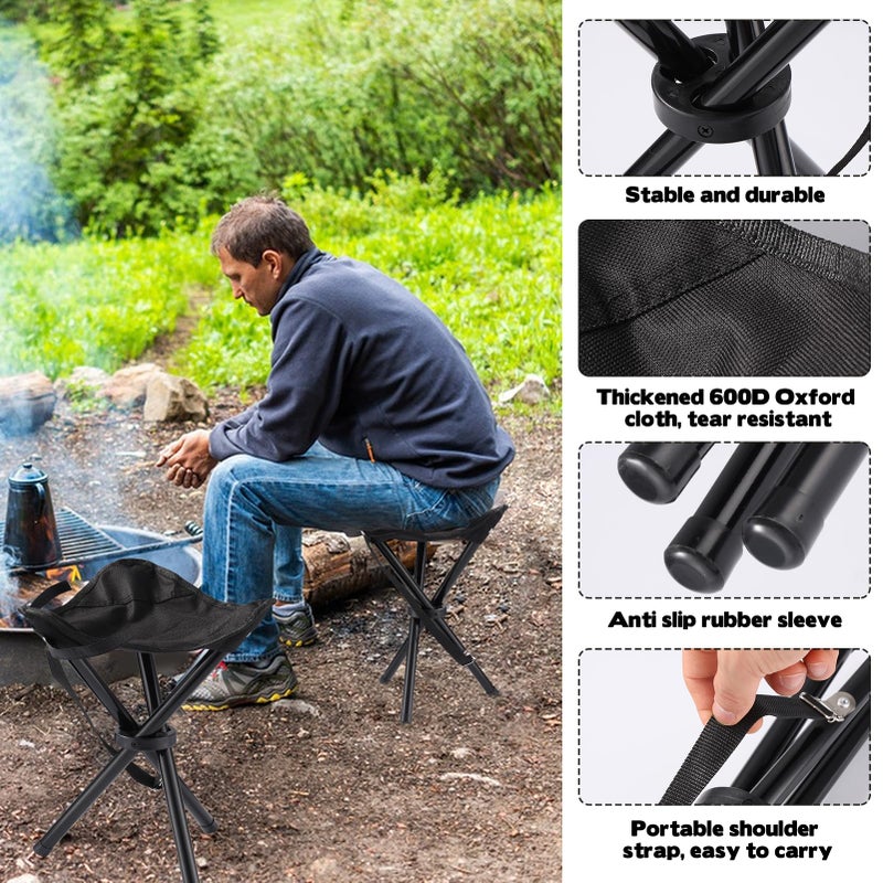 CebraBounze Travel Folding Camping Stool, 14.6 inches Lightweight Outdoor Tripod Chair and Maximum weight 260 lbs Portable Party Chair Fishing Chairs Seat for Camp Hiking Beach Garden and Painting (Black) - Image 3