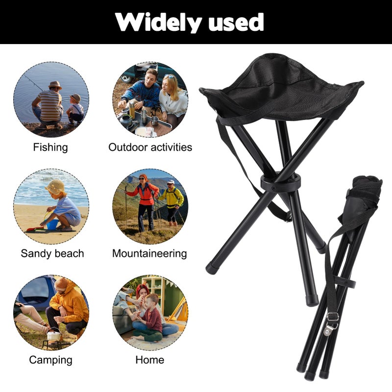 CebraBounze Travel Folding Camping Stool, 14.6 inches Lightweight Outdoor Tripod Chair and Maximum weight 260 lbs Portable Party Chair Fishing Chairs Seat for Camp Hiking Beach Garden and Painting (Black) - Image 4